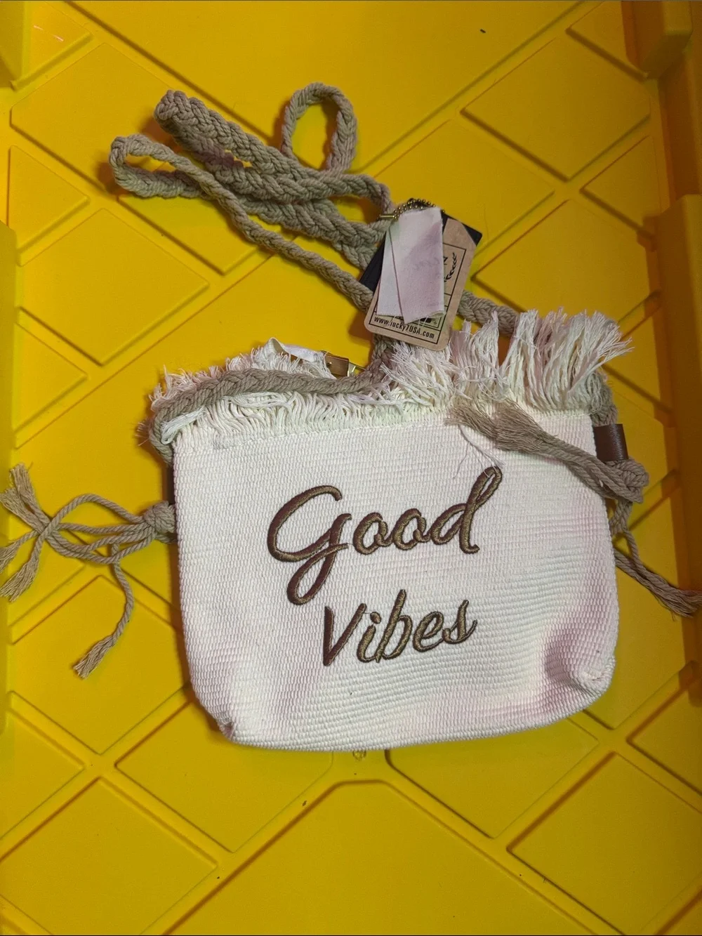 Lucky Brand Cream Fringe 'Good Vibes' Crossbody Bag
